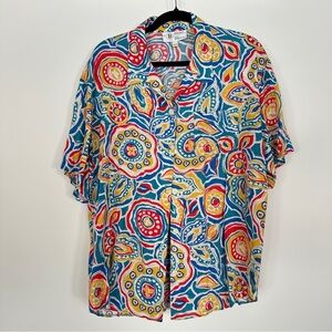 Vintage Braemar x Jeremy Scott Abstract Print Viscose Shirt L